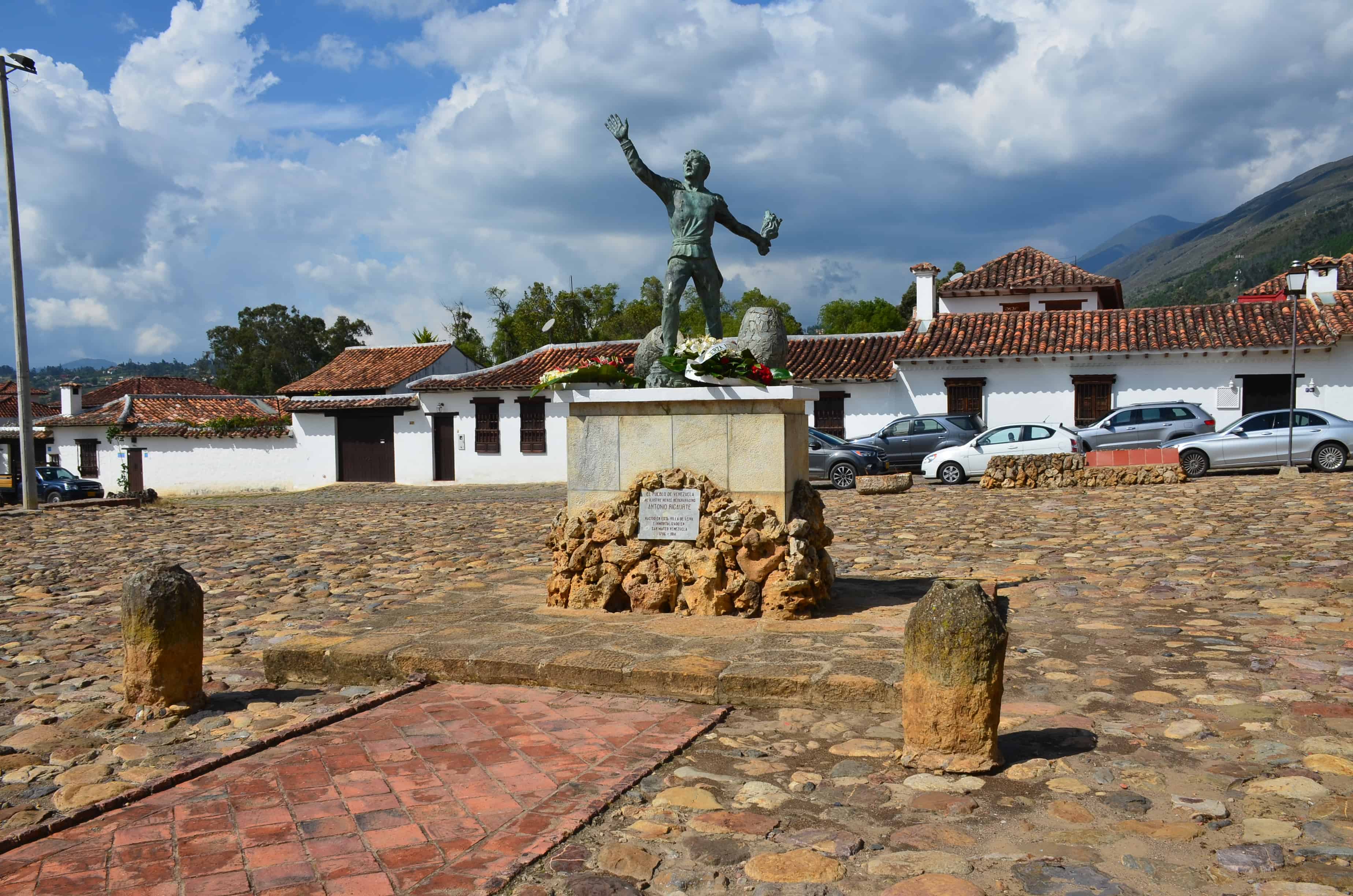 Antonio Ricaurte monument at Parque Ricaurte in Villa de Leyva, Boyacá, Colombia