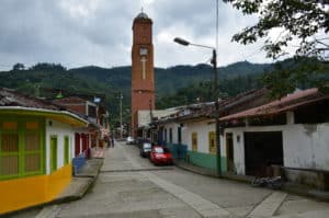 Looking towards the plaza in Pijao, Quindío, Colombia