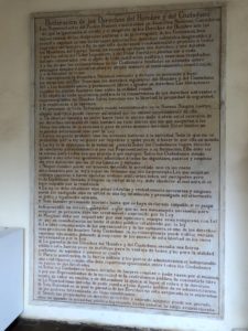 Declaration of the Rights of Man and of the Citizen at Casa Museo Antonio Nariño in Villa de Leyva, Boyacá, Colombia