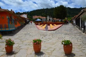 Main plaza at Pueblito Boyacense in Duitama, Boyacá, Colombia