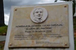 Commemorative plaque at Pantano de Vargas in Boyacá, Colombia