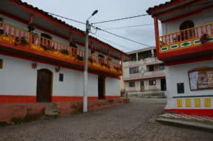 Colorful buildings in Morcá, Boyacá, Colombia