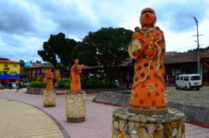 Statues of religious figures in Ráquira, Boyacá, Colombia