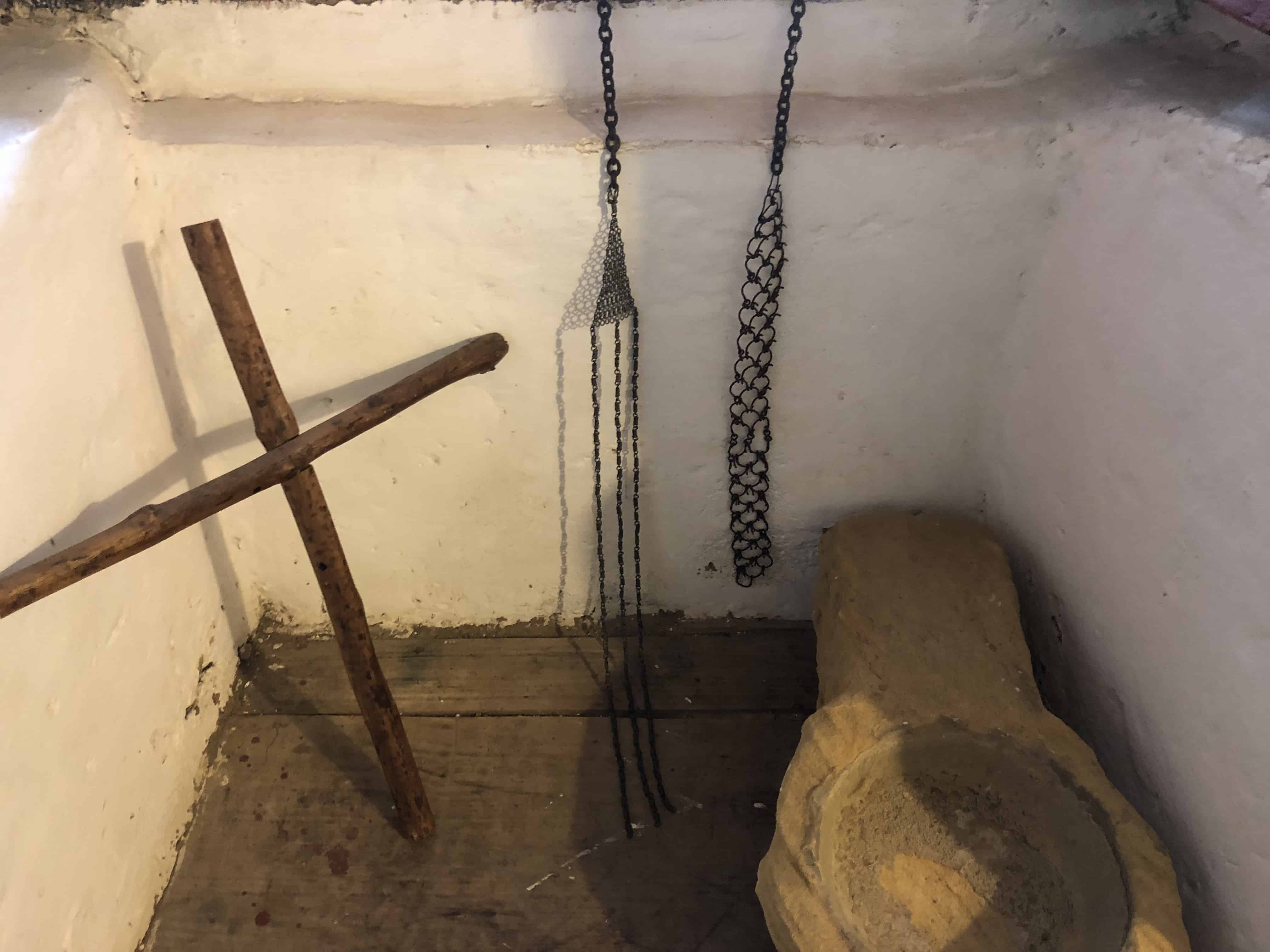 Self-flagellation devices at La Candelaria Monastery, Boyacá, Colombia