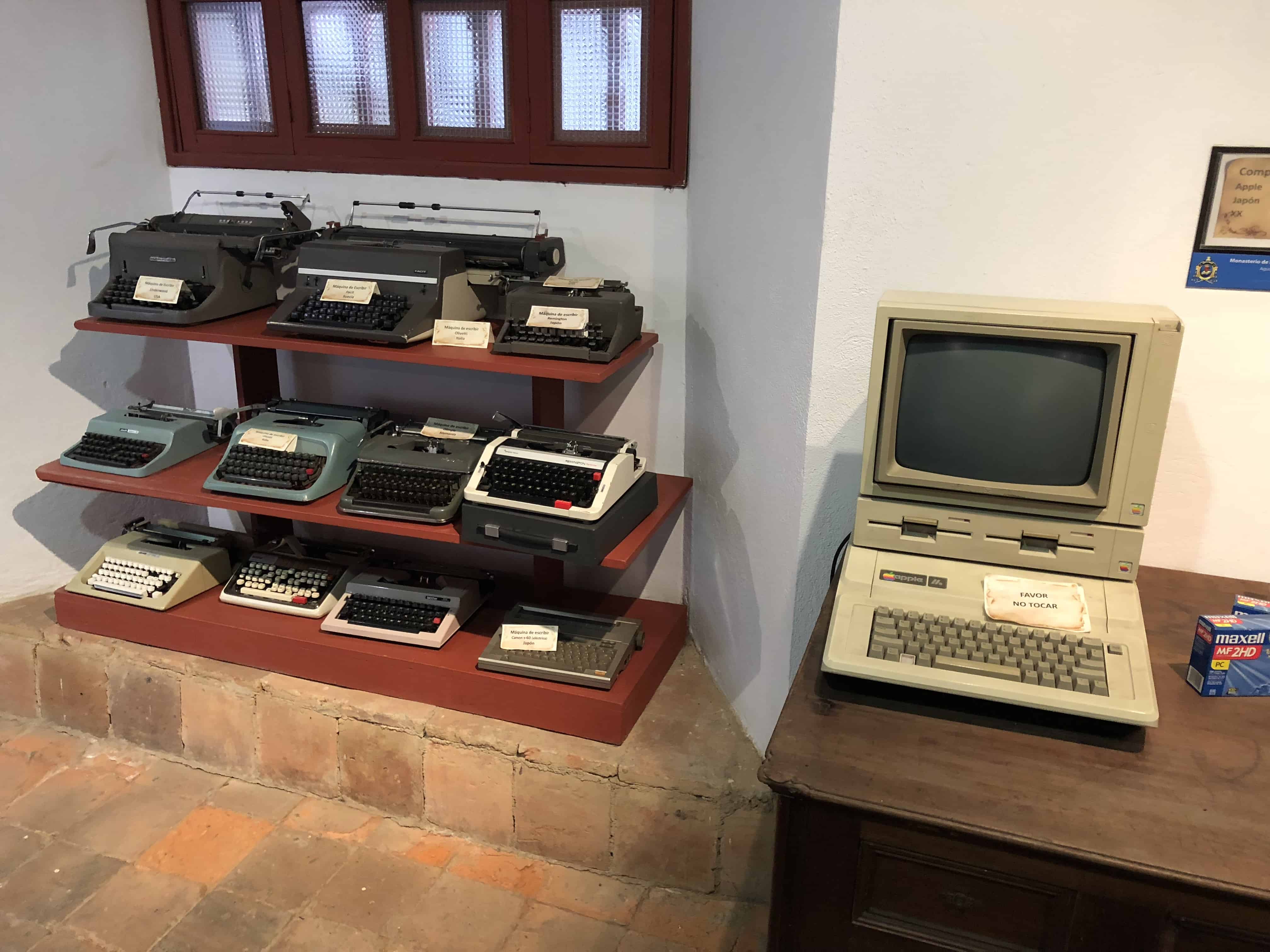 Old typewriters and an original Apple //e at La Candelaria Monastery, Boyacá, Colombia