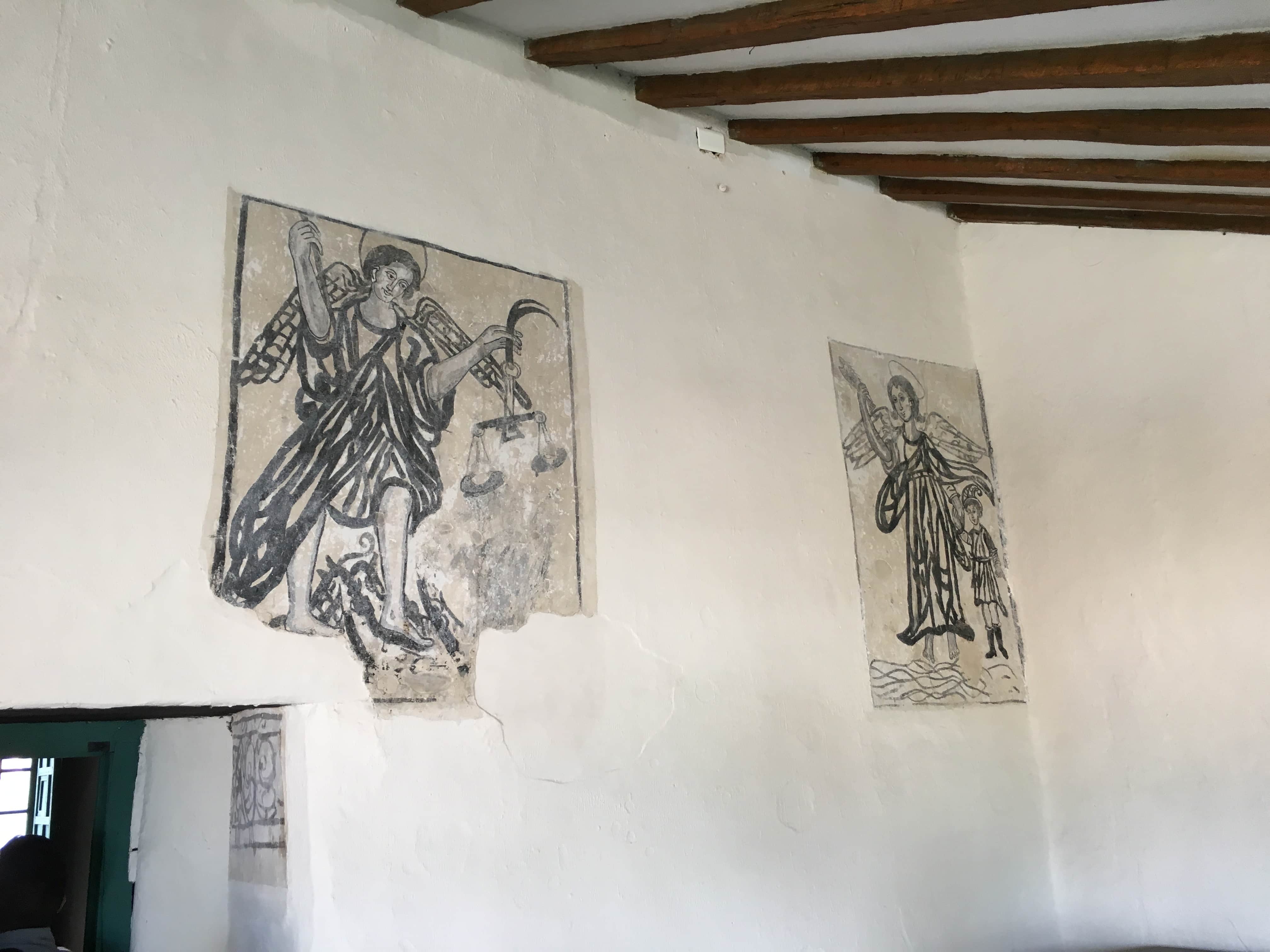 Frescoes on the outer wall of Casa de Don Juan de Vargas in Tunja, Boyacá, Colombia