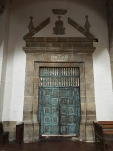 A door inside the church in Monguí, Boyacá, Colombia