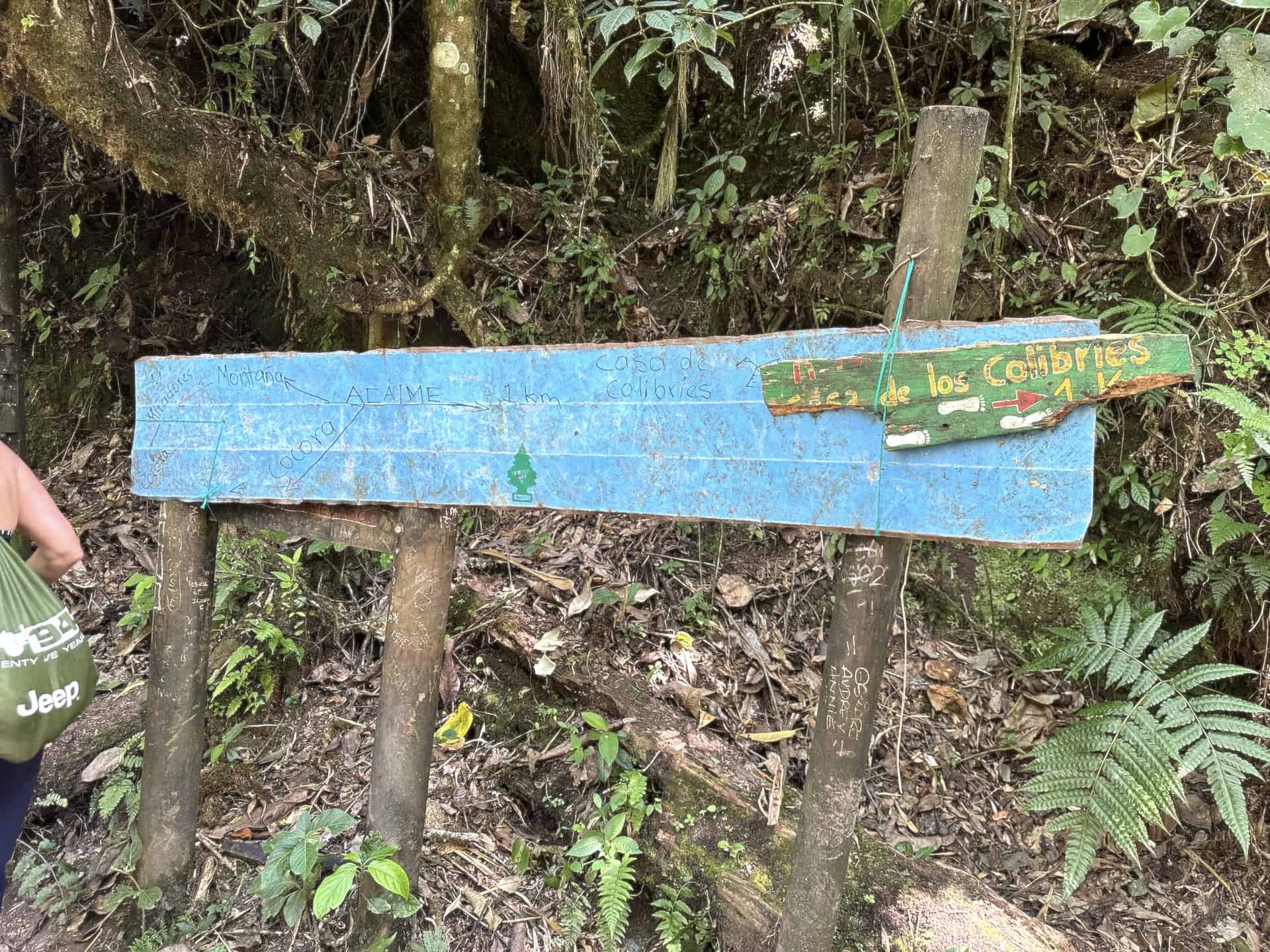 Sign at Cocora Valley in Quindío, Colombia