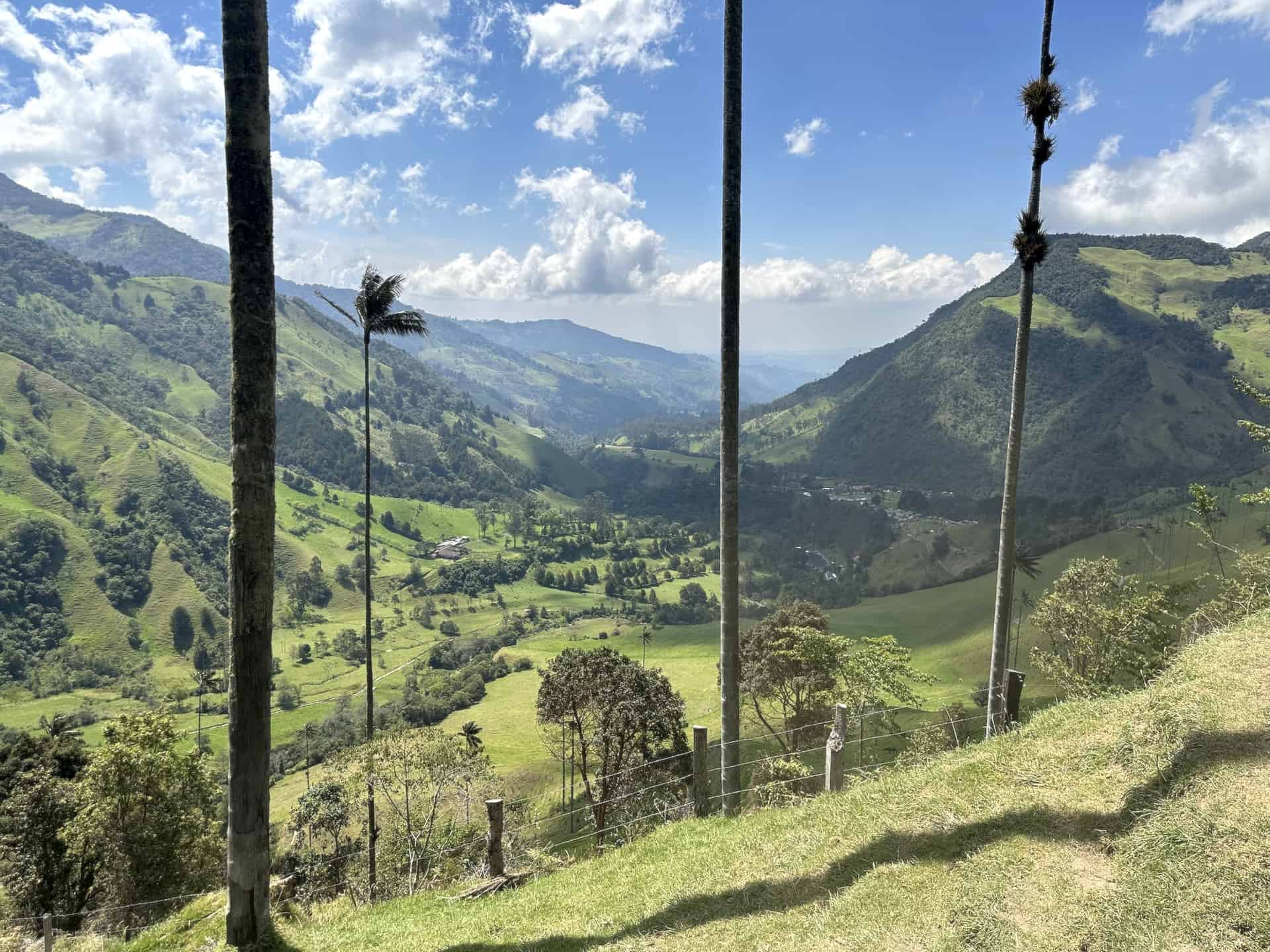 Looking down towards Finca El Portón at Mirador #2 at Cocora Valley in Quindío, Colombia