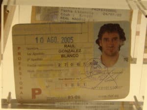 Raúl's ID at Estadio Santiago Bernabéu in Madrid, Spain