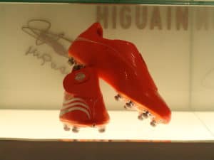 Higuain's boots at Estadio Santiago Bernabéu in Madrid, Spain