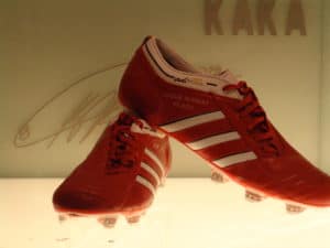 Kaká's boots at Estadio Santiago Bernabéu in Madrid, Spain