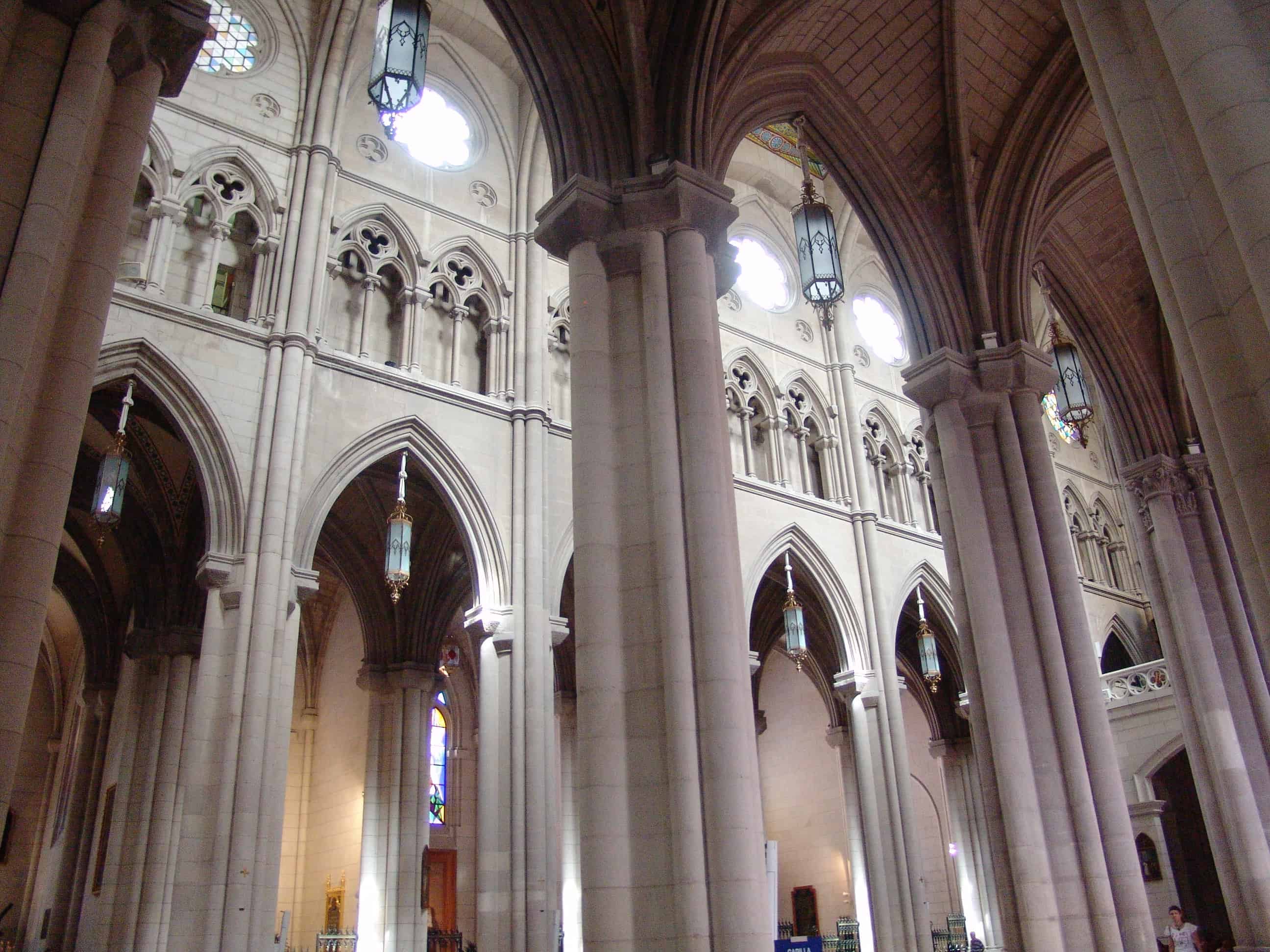 Columns at the Almudena Cathedral in Madrid, Spain