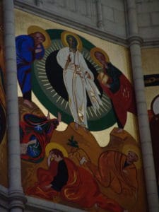 Mural above the main altar at Catedral de la Almudena in Madrid, Spain