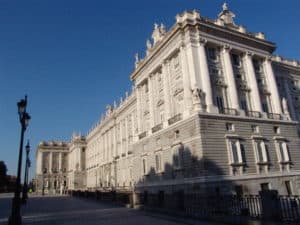 East side of the palace at Palacio Real in Madrid, Spain