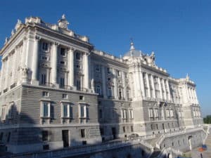 North side of the palace at Palacio Real in Madrid, Spain