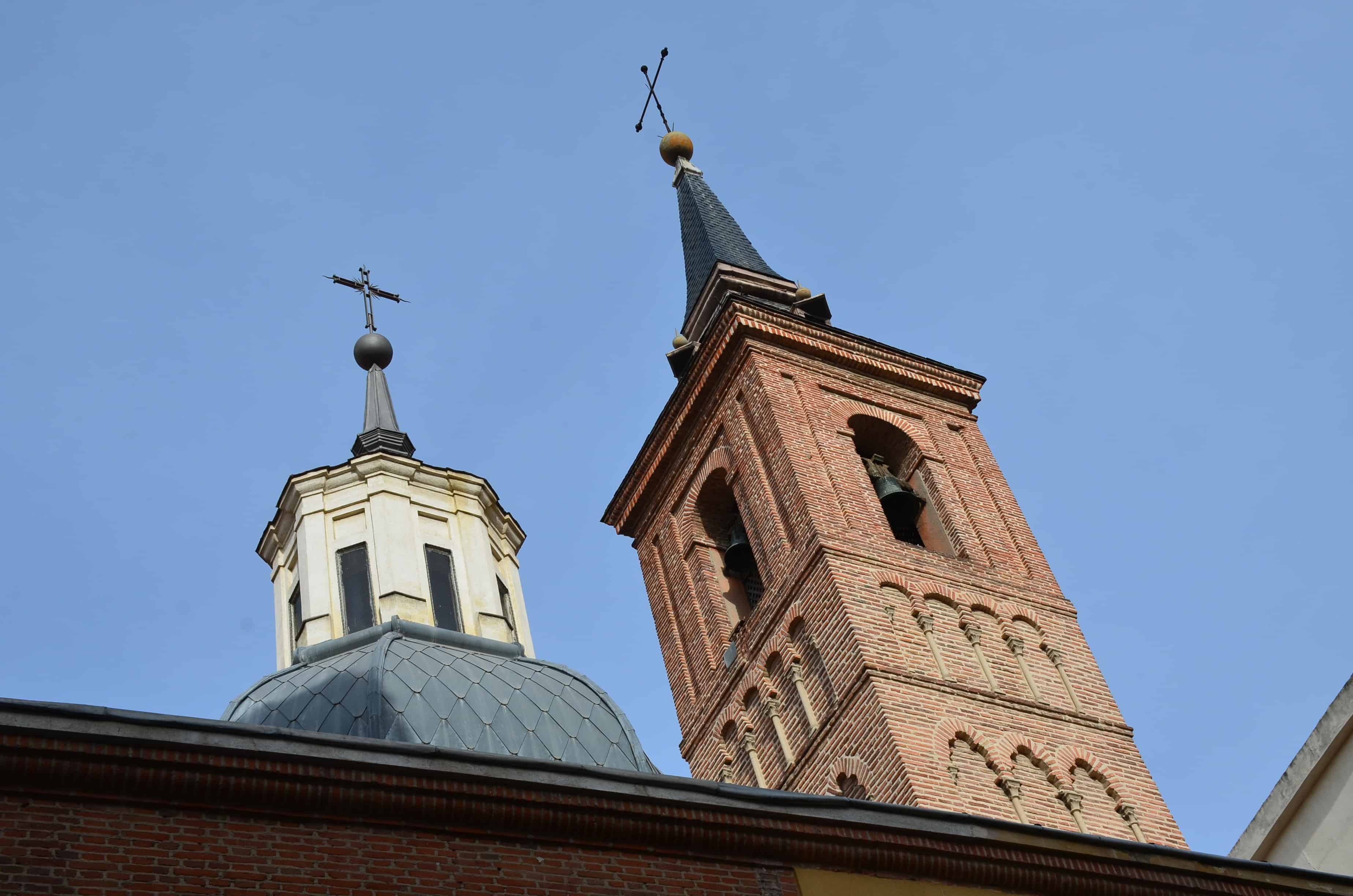 Bell tower of the Church of Saint Nicholas in the Historic Center of Madrid, Spain