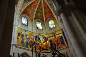 Murals above the main altar at Catedral de la Almudena in Madrid, Spain