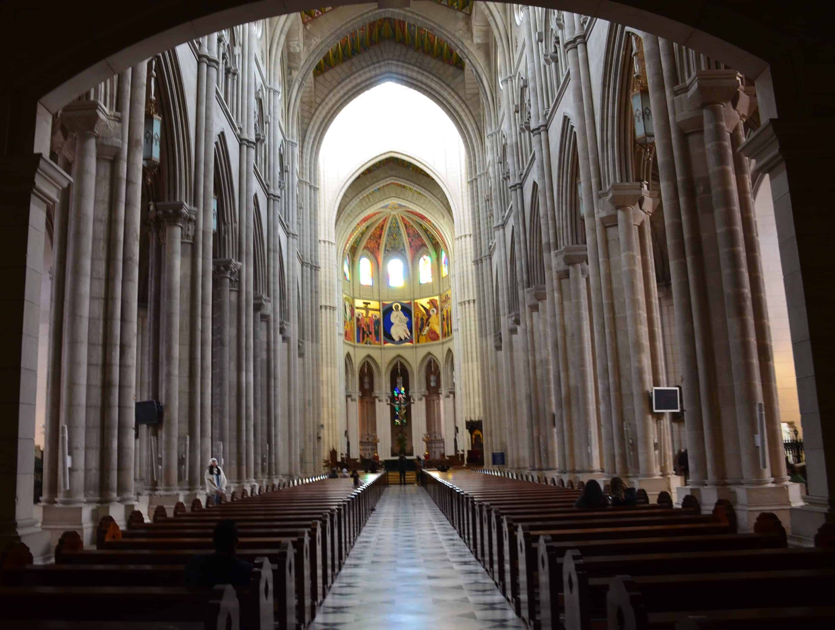 Nave at the Almudena Cathedral in Madrid, Spain