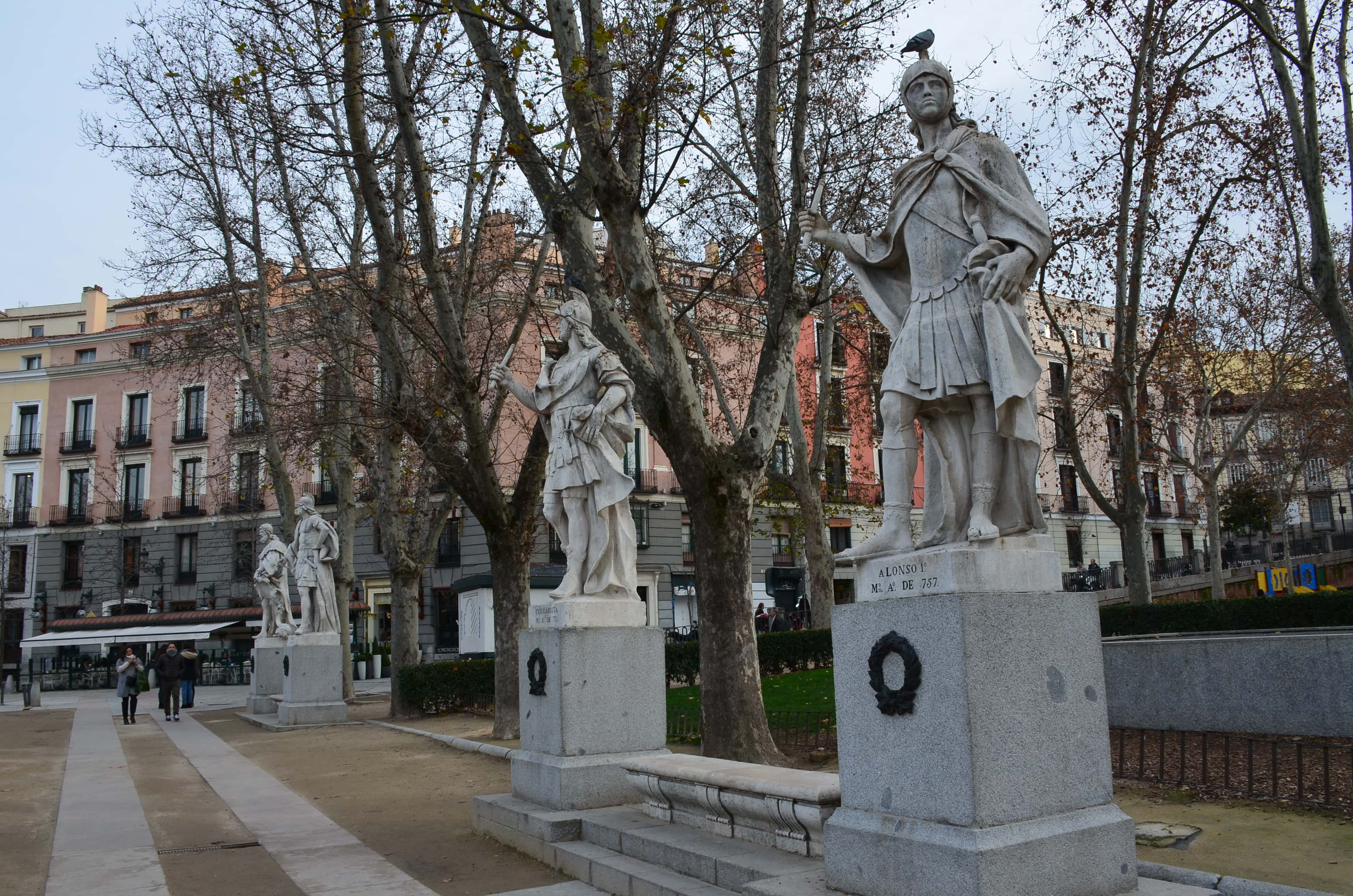Statues of Gothic kings at Plaza de Oriente in Madrid, Spain