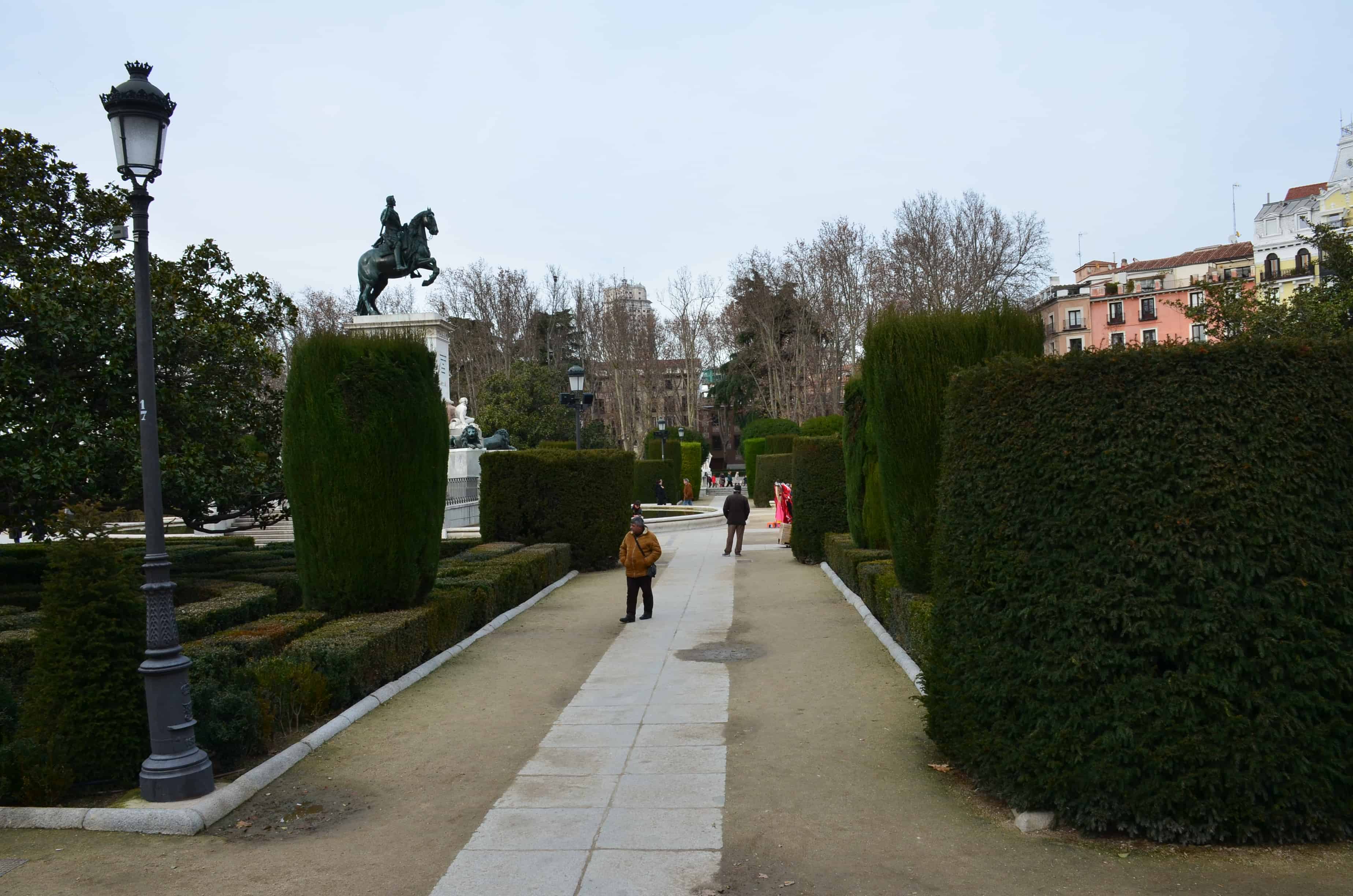 Central Gardens at Plaza de Oriente in Madrid, Spain