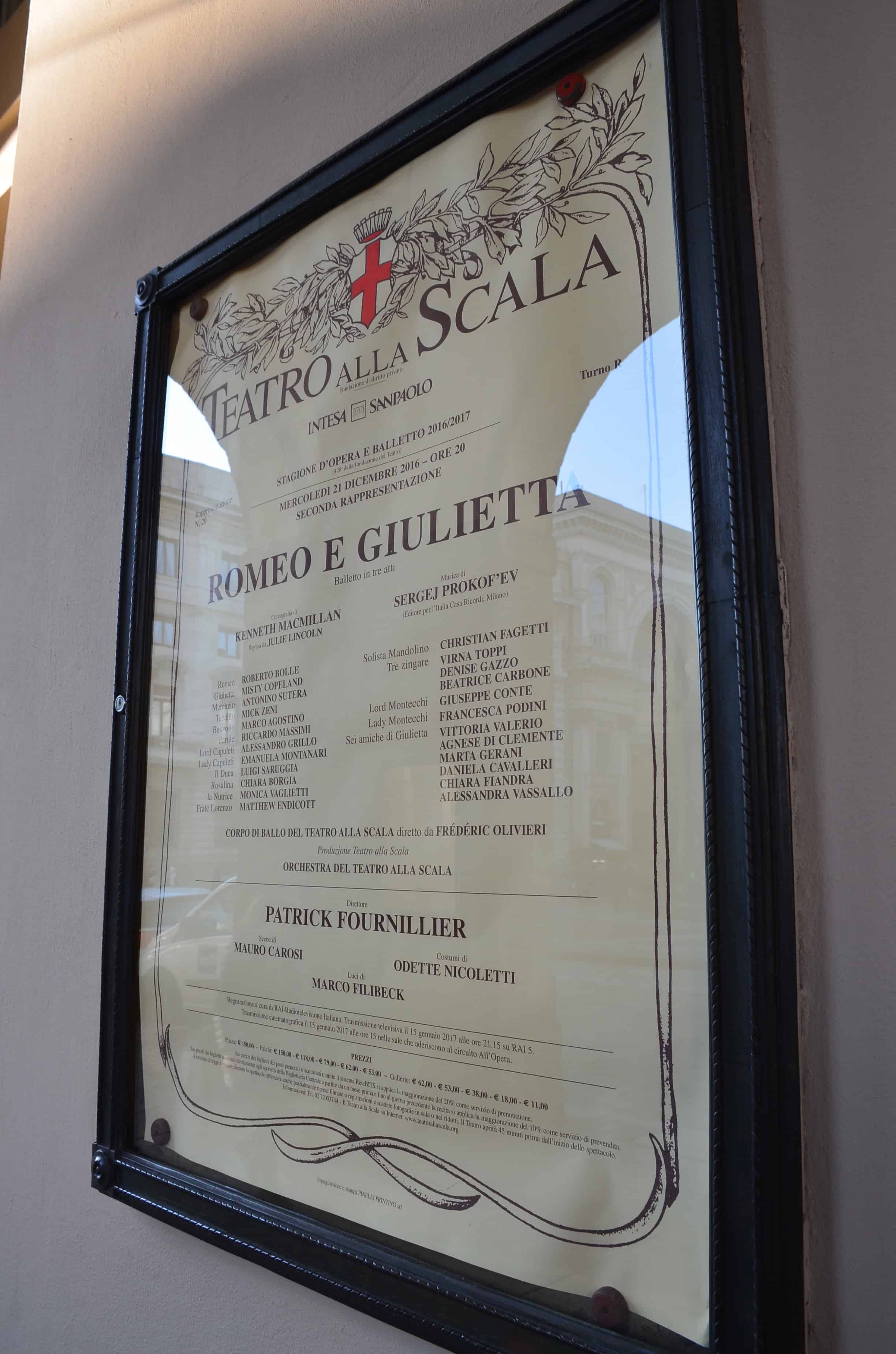 Poster at Teatro alla Scala in Milan, Italy