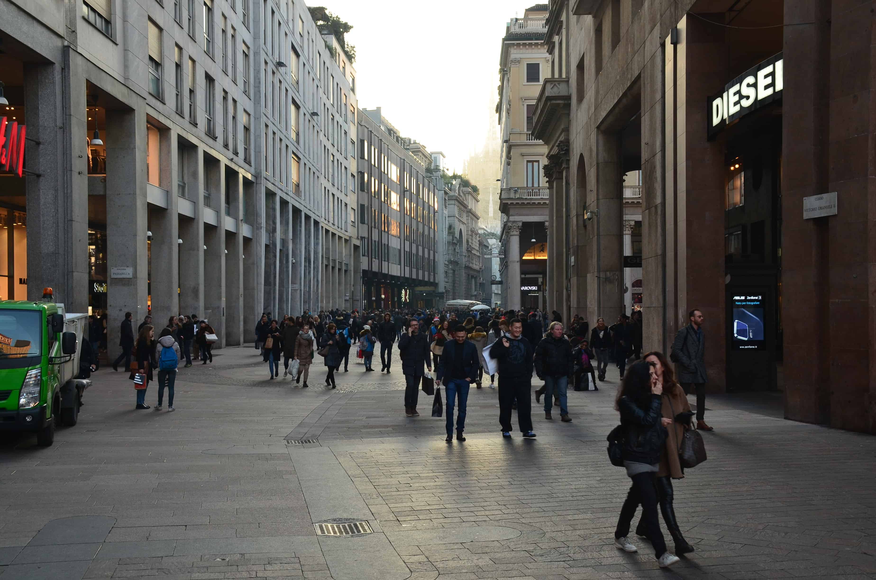 Corso Vittorio Emanuele II in Milan, Italy