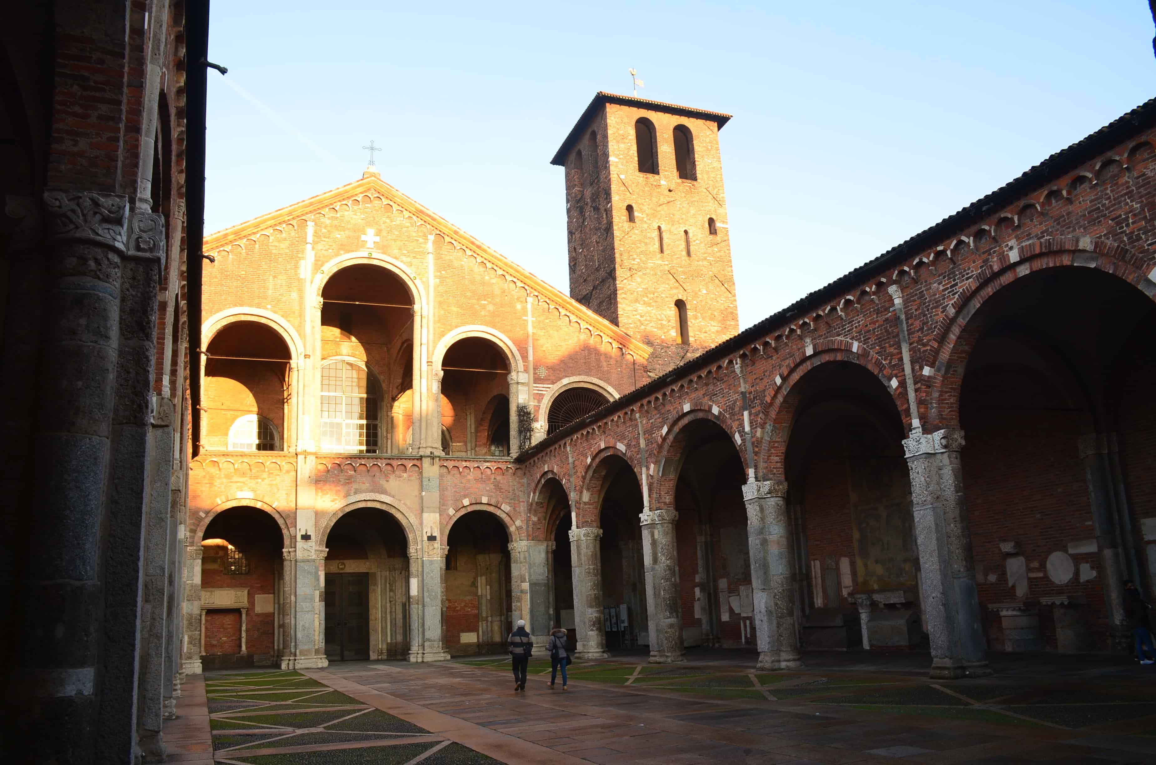 Courtyard at the Basilica of Saint Ambrose in Milan, Italy
