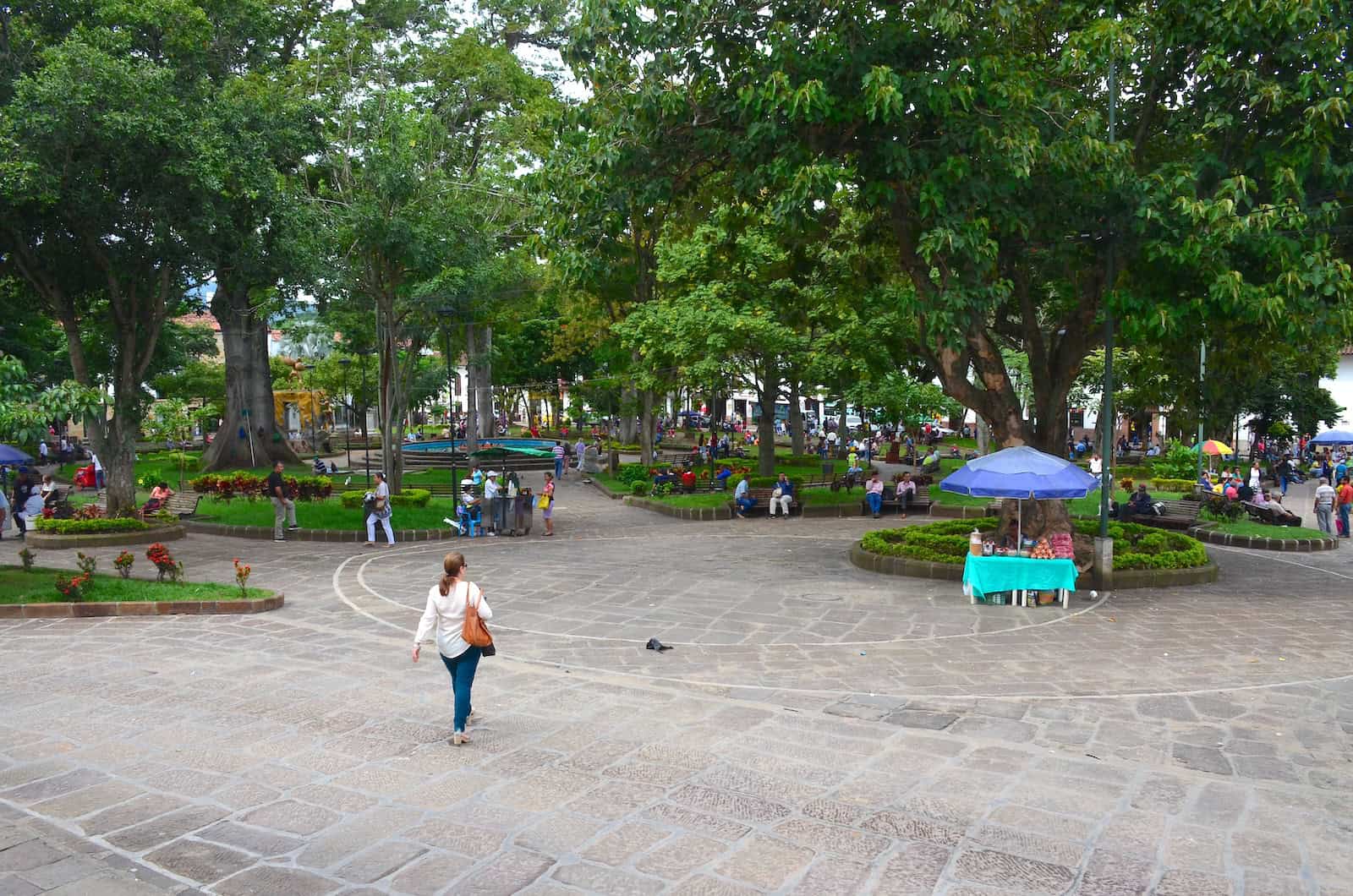 The center of Parque La Libertad in San Gil, Santander, Colombia