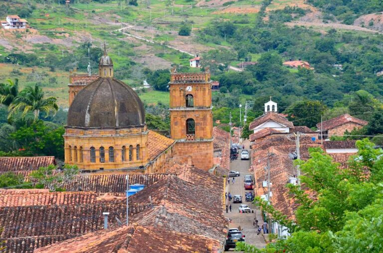 View of the cathedral in Barichara, Santander, Colombia