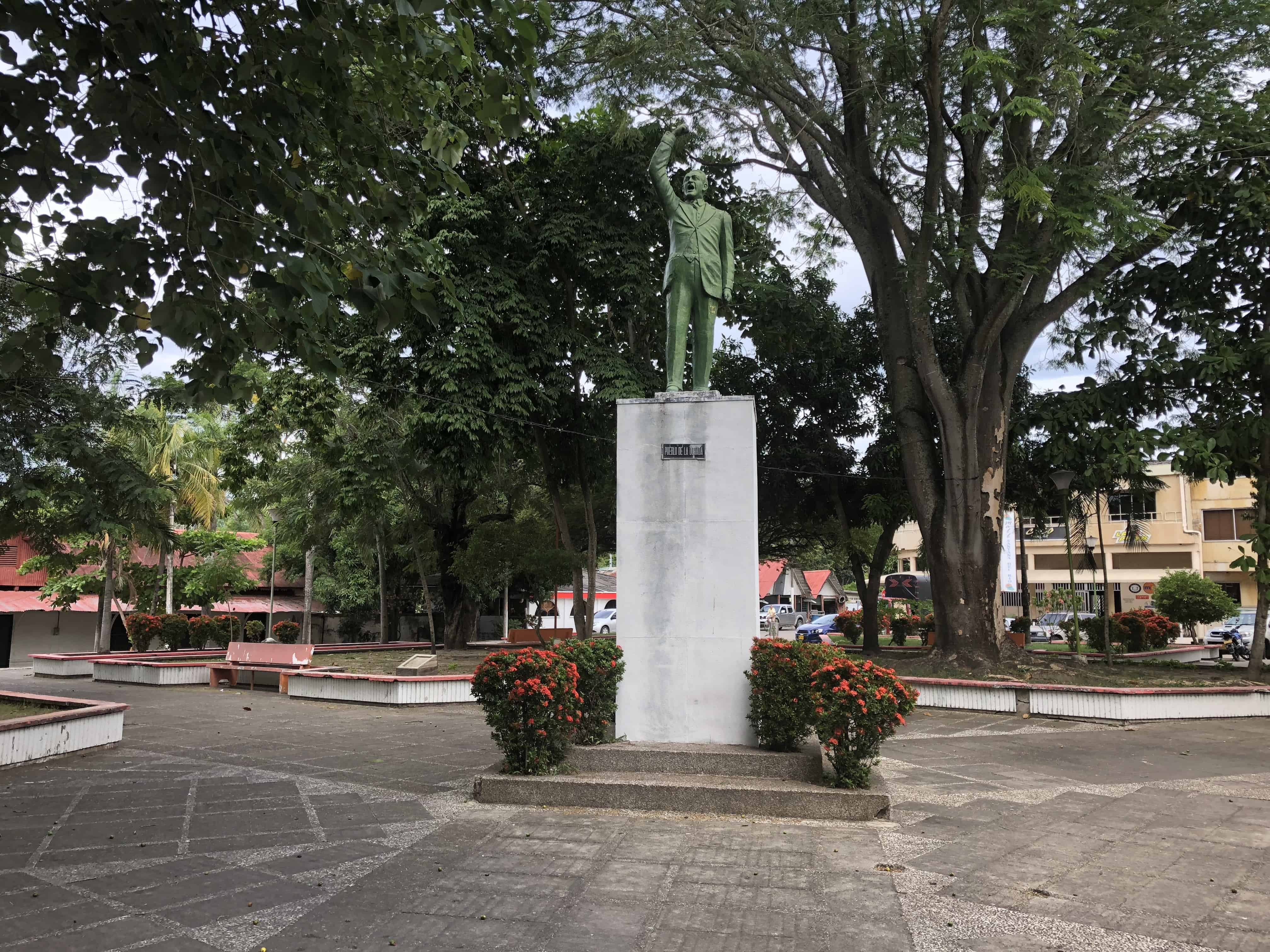 Statue of Jorge Eliecer Gaitán in Parque Jorge Eliecer Gaitán in La Dorada, Caldas, Colombia