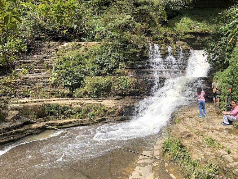 Lower part of the falls at Cascadas de Juan Curí in Santander, Colombia