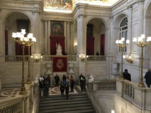 Grand Staircase at Palacio Real in Madrid, Spain