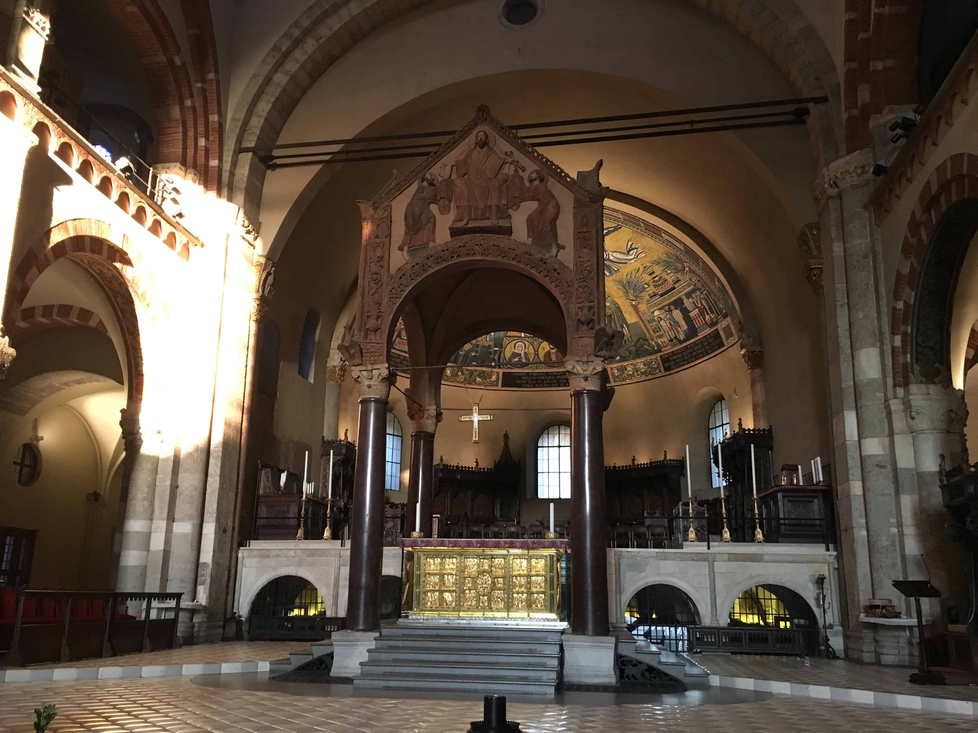 Altar at the Basilica of Saint Ambrose in Milan, Italy
