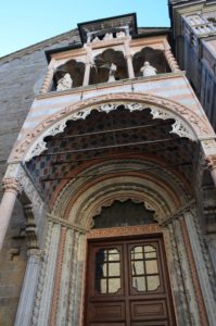 Entrance at Basilica di Santa Maria Maggiore in Bergamo, Italy