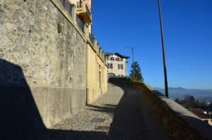The road up to the castle in Bergamo, Italy