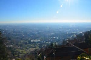 View from the road up to the castle in Bergamo, Italy