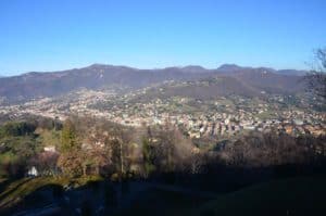 View from the castle at Castello di San Vigilio in Bergamo, Italy