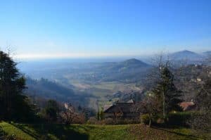 View from the castle at Castello di San Vigilio in Bergamo, Italy