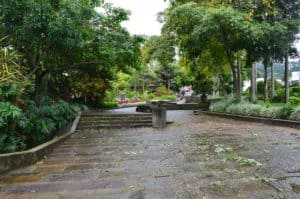 Path from the entrance at Parque del Agua in Bucaramanga, Santander, Colombia