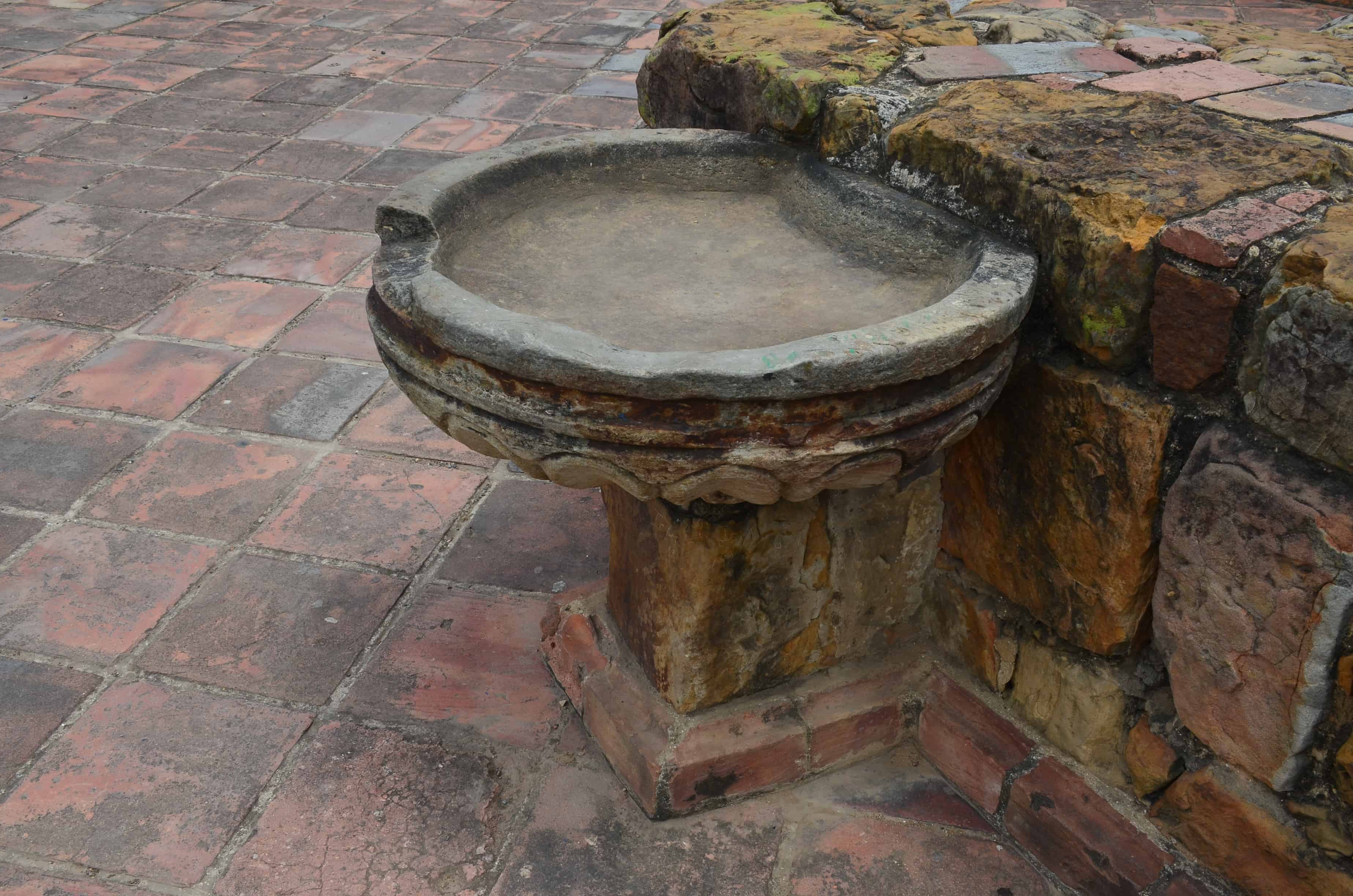 Holy water font at the Historic Temple at Gran Colombia Park