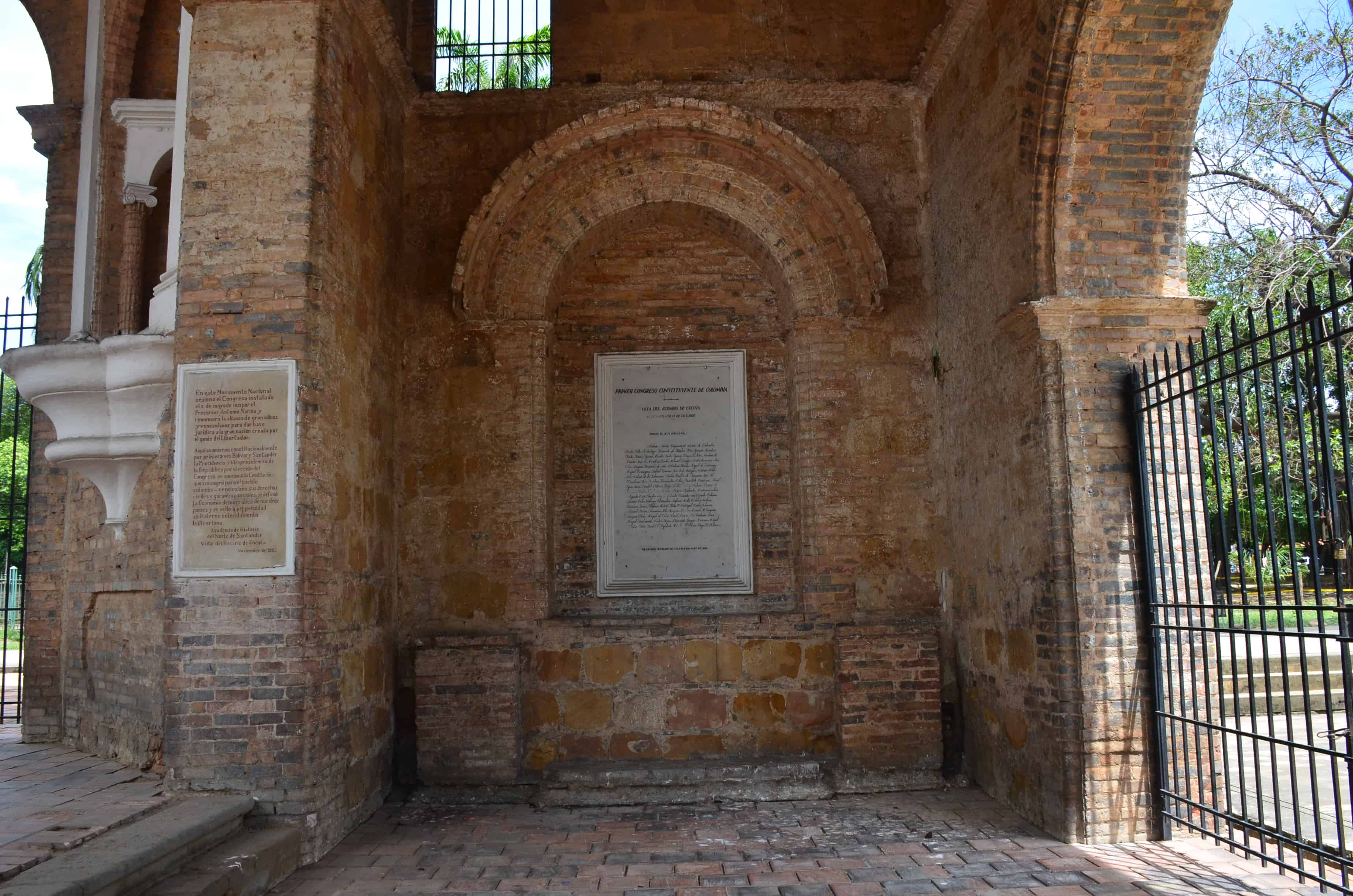 Commemorative plaques at Historic Temple at Gran Colombia Park in Villa del Rosario, Norte de Santander, Colombia