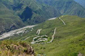 Winding road at Parque Nacional del Chicamocha in Santander, Colombia