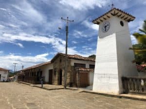 Archaeological museum and clock tower in Guane, Santander, Colombia