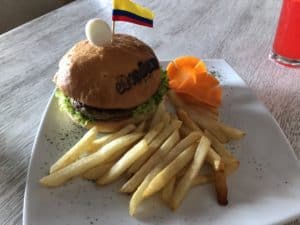 Burger at Don Juan in Barichara, Santander, Colombia