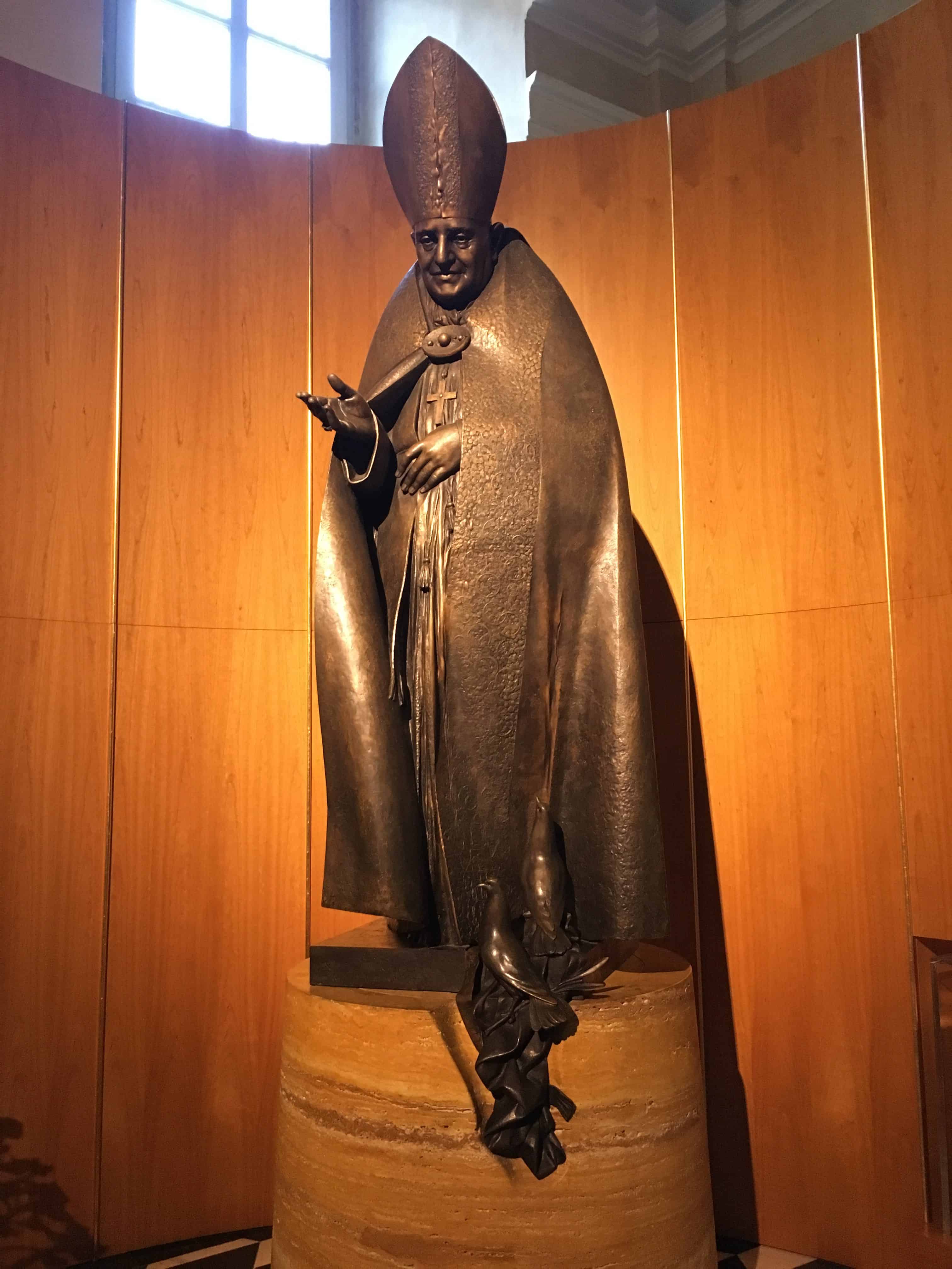 Statue of Pope Saint John XXIII at Bergamo Cathedral in Bergamo, Italy