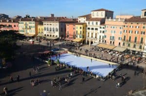 View of Piazza Brà at the Arena di Verona in Verona, Italy