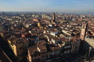Looking to the west from the Torre dei Lamberti in Verona, Italy