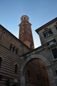 Torre dei Lamberti from Piazza dei Signori in Verona, Italy