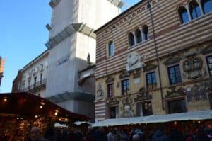 Palazzo del Capitano (left) and Palazzo della Ragione (right) in Verona, Italy